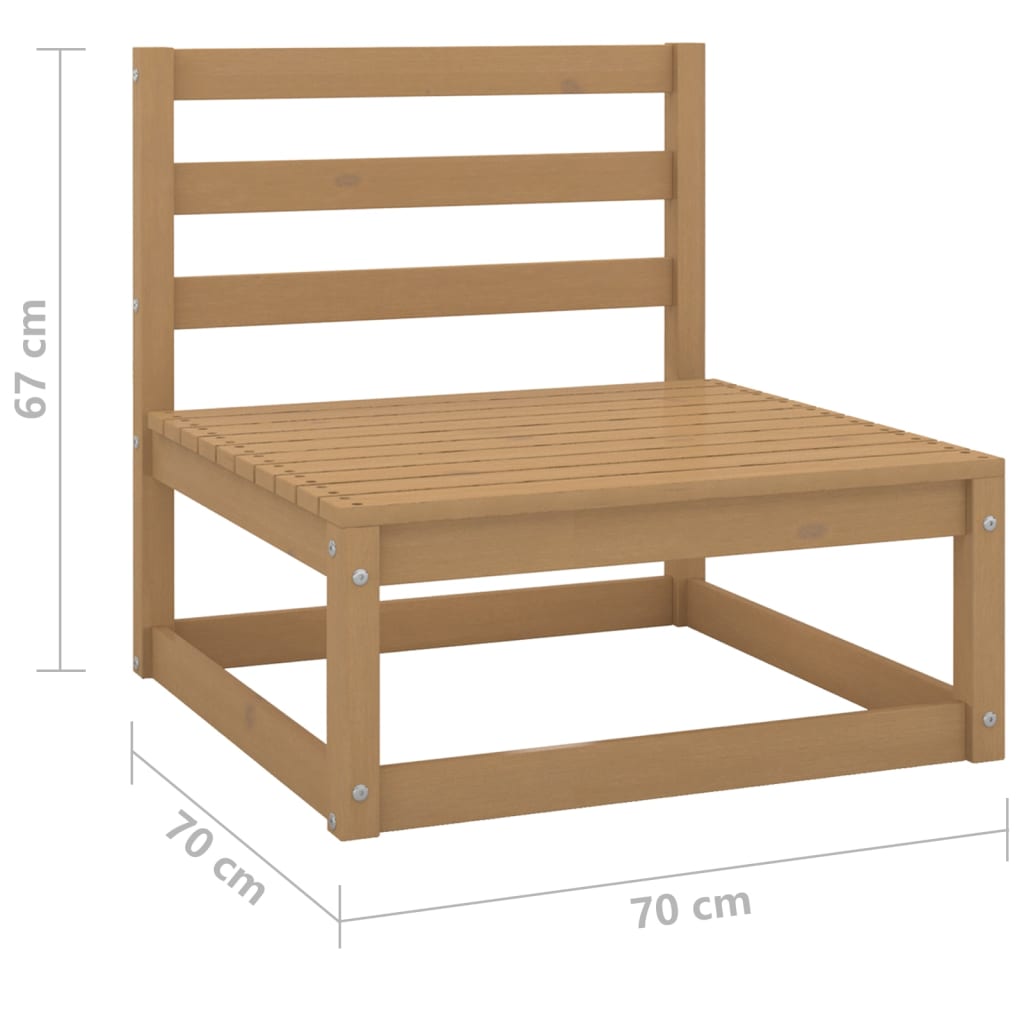 Set Divani da Giardino 3 pz Miele in Legno Massello di Pino