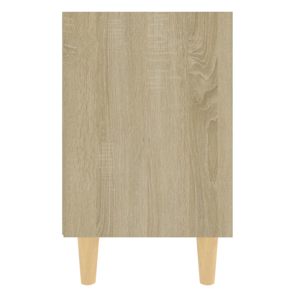 Comodino con Gambe in Legno Massello Rovere Sonoma 40x30x50cm