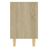 Comodino con Gambe in Legno Massello Rovere Sonoma 40x30x50cm