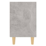 Comodino con Gambe in Legno Massello Grigio Cemento 40x30x50 cm