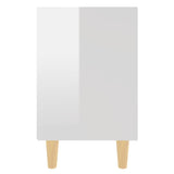 Comodini Gambe in Legno Massello 2pz Bianco Lucido 40x30x50 cm