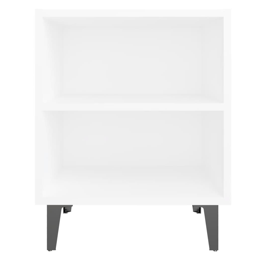 Comodino con Gambe in Metallo Bianco 40x30x50 cm