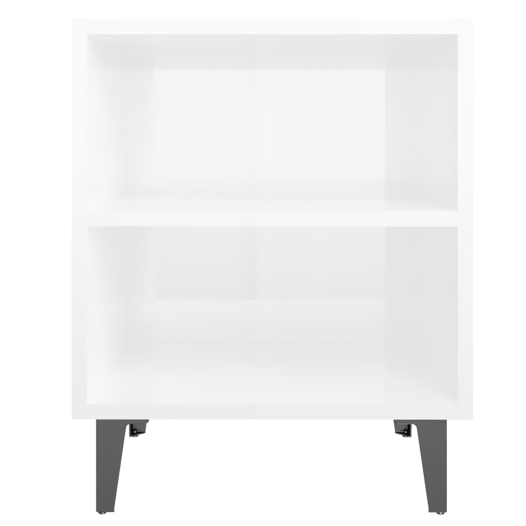 Comodino con Gambe in Metallo Bianco Lucido 40x30x50 cm