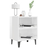 Comodini con Gambe in Metallo 2pz Bianco Lucido 40x30x50 cm