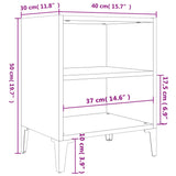 Comodini con Gambe in Metallo 2pz Bianco Lucido 40x30x50 cm