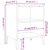 Comodino con Gambe in Metallo Grigio Lucido 40x30x50 cm