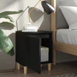 Comodino con Gambe in Legno Massello Nero 40x30x50 cm