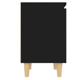 Comodino con Gambe in Legno Massello Nero 40x30x50 cm