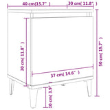 Comodini con Gambe in Metallo Bianco 40x30x50 cm