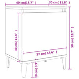 Comodino con Gambe in Metallo Grigio 40x30x50 cm