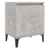 Comodini con Gambe in Metallo Grigio Cemento 40x30x50 cm