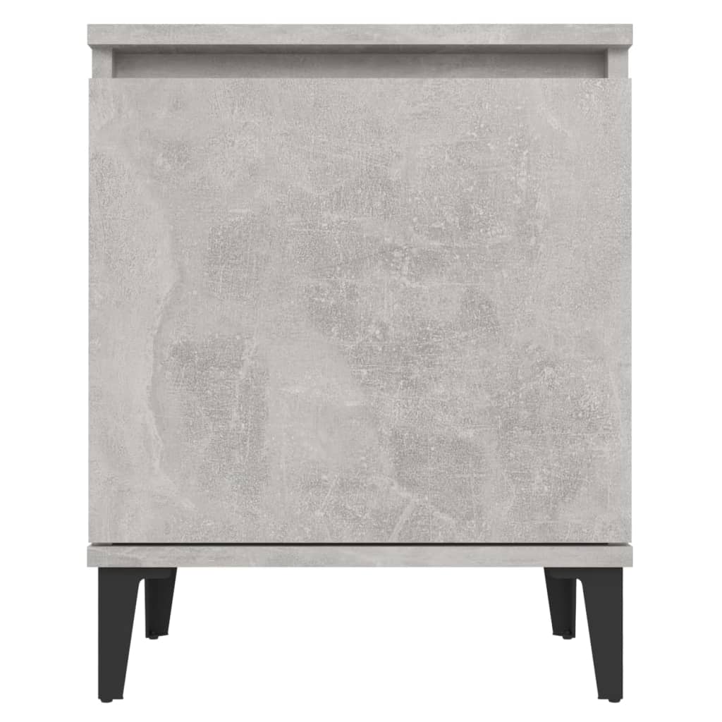 Comodini con Gambe in Metallo Grigio Cemento 40x30x50 cm