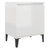 Comodino con Gambe in Metallo Bianco Lucido 40x30x50 cm