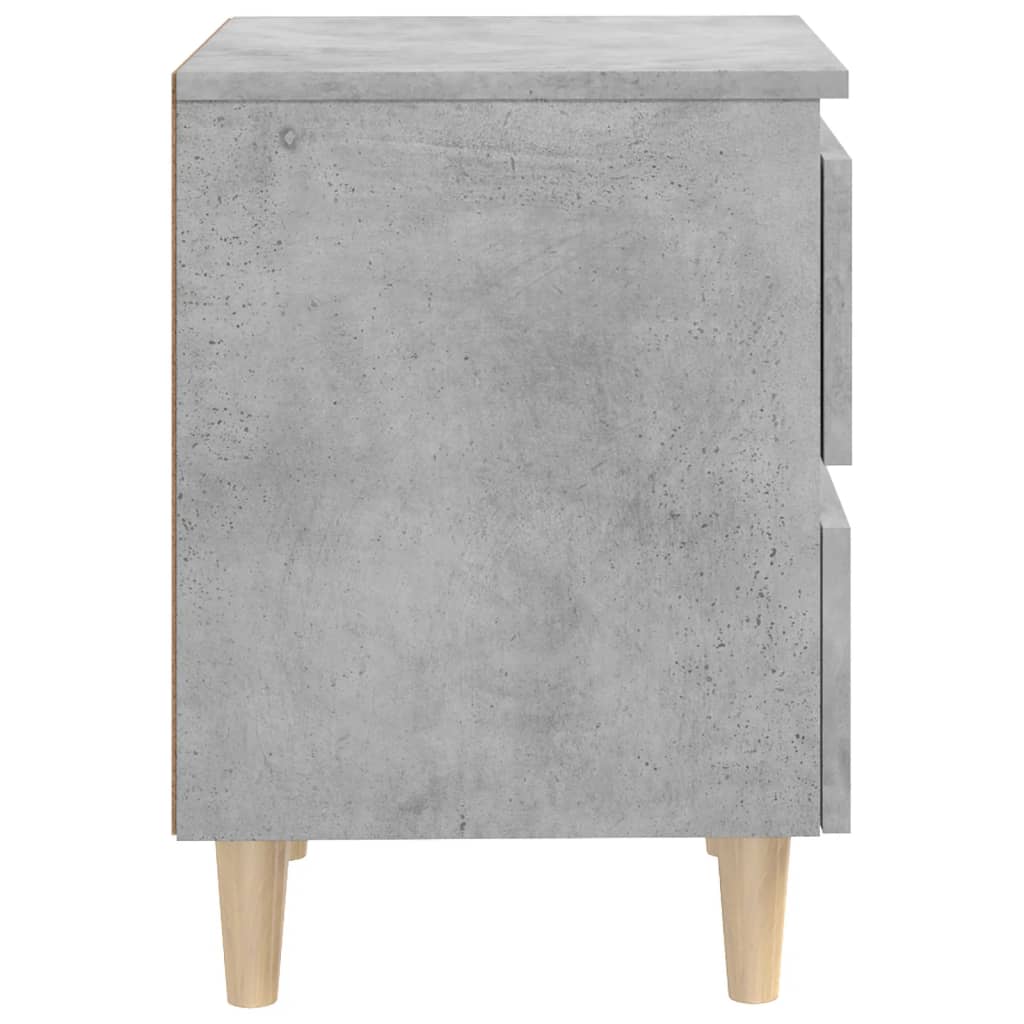 Comodini con Gambe Pino Massello 2pz Grigio Cemento 40x35x50 cm