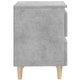 Comodini con Gambe Pino Massello 2pz Grigio Cemento 40x35x50 cm