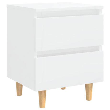 Comodino con Gambe in Pino Massello Bianco Laccato 40x35x50 cm