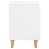 Comodini con Gambe Legno Pino 2pz Bianco Lucido 40x35x50 cm