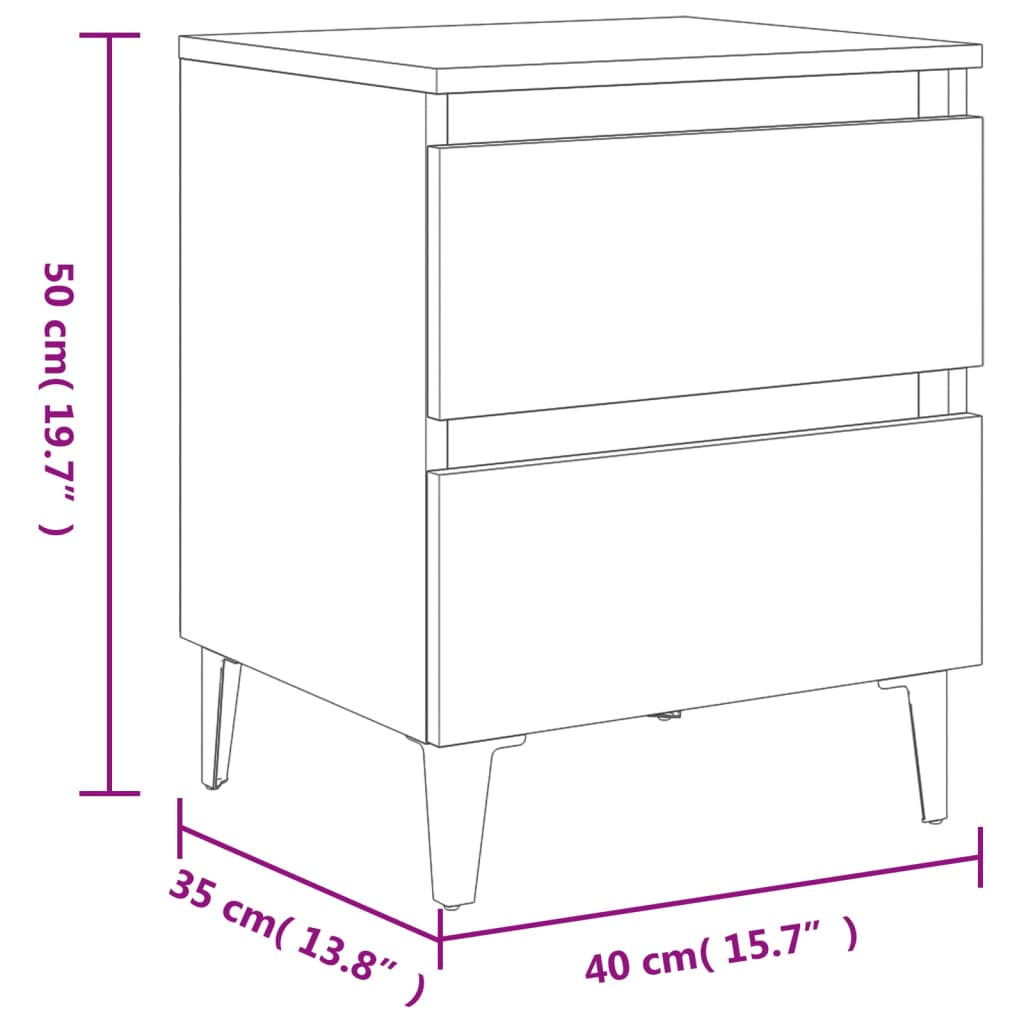 Comodino Grigio Cemento 40x35x50 cm in Legno Multistrato