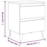 Comodino Grigio Cemento 40x35x50 cm in Legno Multistrato