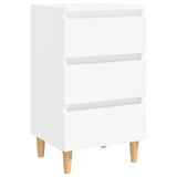 Comodini con Gambe in Legno Massello 2pz Bianchi 40x35x69 cm