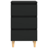 Comodino con Gambe in Legno Massello Nero 40x35x69 cm