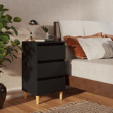 Comodino con Gambe in Legno Massello Nero 40x35x69 cm