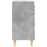 Comodini con Gambe Legno Massello 2pz Grigio Cemento 40x35x69cm