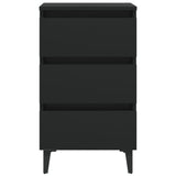 Comodino con Gambe in Metallo Nero 40x35x69 cm