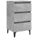 Comodino con Gambe in Metallo Grigio Cemento 40x35x69 cm