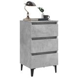 Comodino con Gambe in Metallo Grigio Cemento 40x35x69 cm