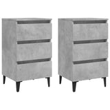 Comodini con Gambe in Metallo 2pz Grigio Cemento 40x35x69 cm