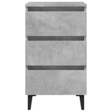 Comodini con Gambe in Metallo 2pz Grigio Cemento 40x35x69 cm