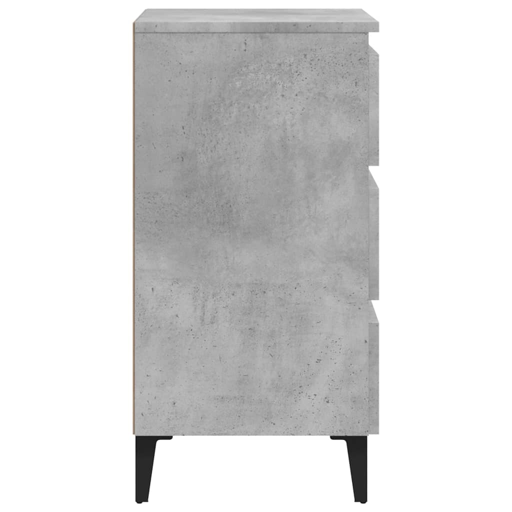 Comodini con Gambe in Metallo 2pz Grigio Cemento 40x35x69 cm