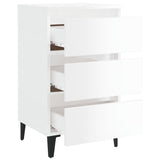 Comodino con Gambe in Metallo Bianco Lucido 40x35x69 cm