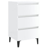 Comodini con Gambe in Metallo 2pz Bianco Lucido 40x35x69 cm