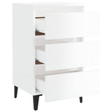 Comodini con Gambe in Metallo 2pz Bianco Lucido 40x35x69 cm