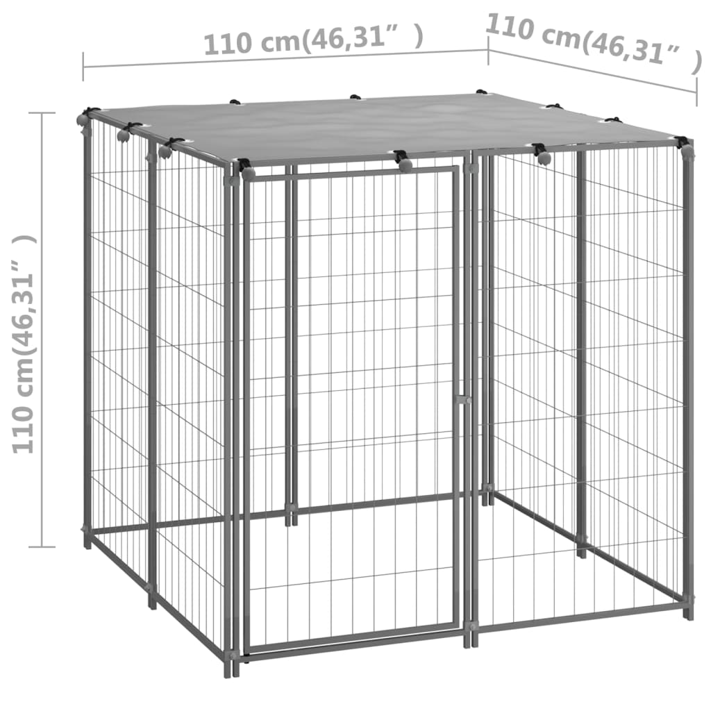 Cuccia per Cani Argento 110x110x110 cm in Acciaio