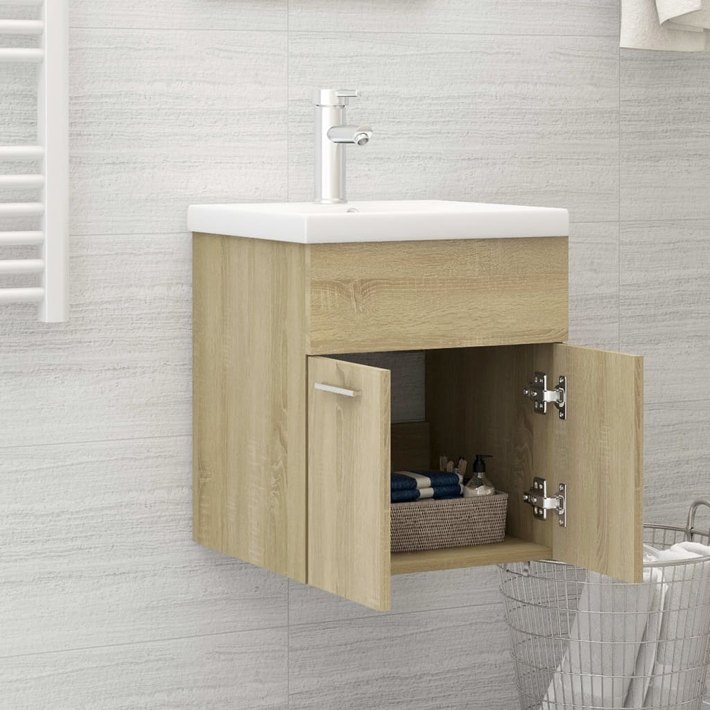 Mobile Bagno con Lavabo Integrato Rovere Sonoma in Truciolato