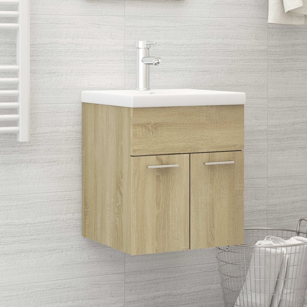 Mobile Bagno con Lavabo Integrato Rovere Sonoma in Truciolato