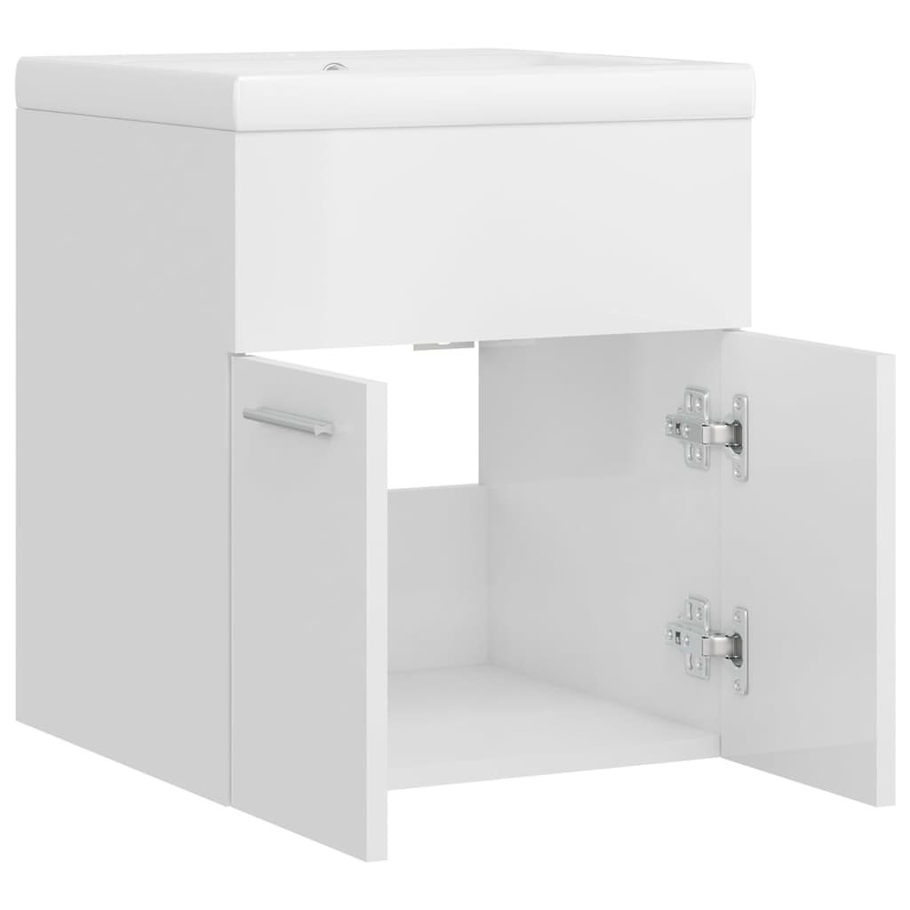 Mobile Bagno con Lavabo Integrato Bianco Lucido in Truciolato