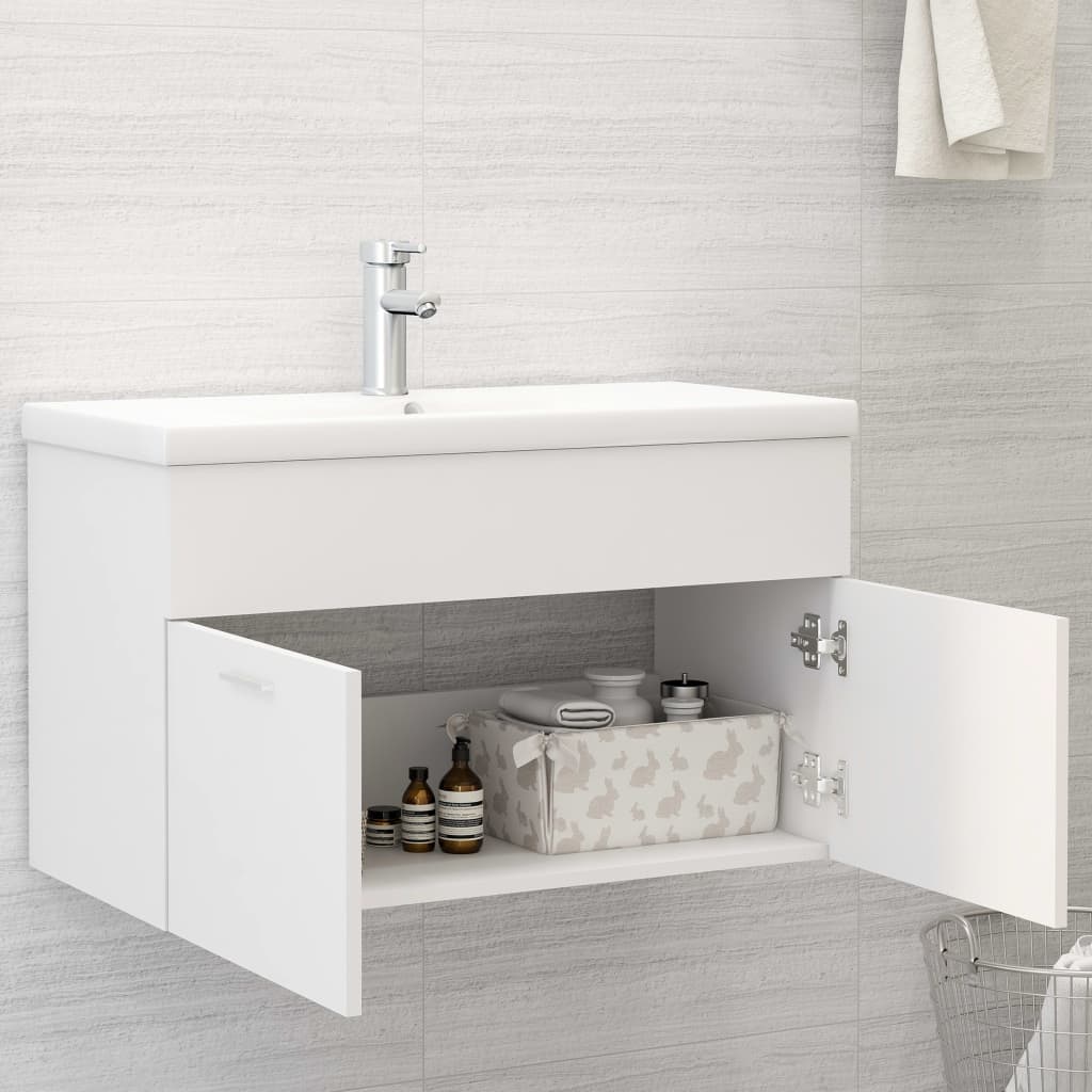 Mobile da Bagno con Lavabo Integrato Bianco in Truciolato