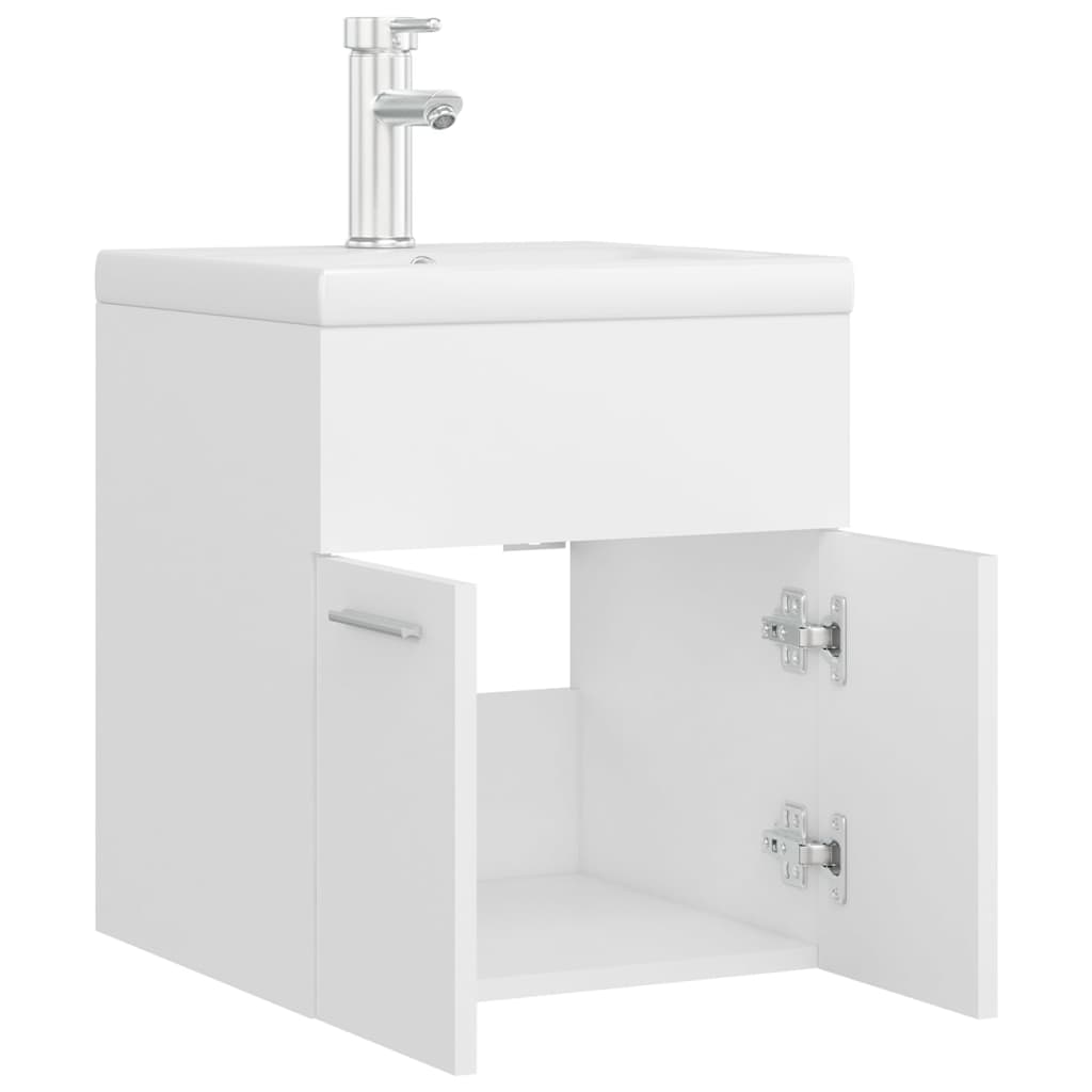 Mobile Bagno con Lavabo Integrato Bianco in Legno Multistrato