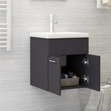 Mobile con Lavabo Integrato Grigio in Legno Multistrato