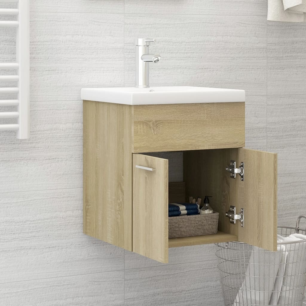 Mobile con Lavabo Integrato Rovere Sonoma in Legno Multistrato