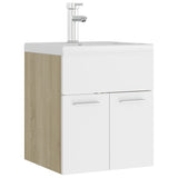 Mobile Lavabo Integrato Bianco Rovere Sonoma Legno Multistrato