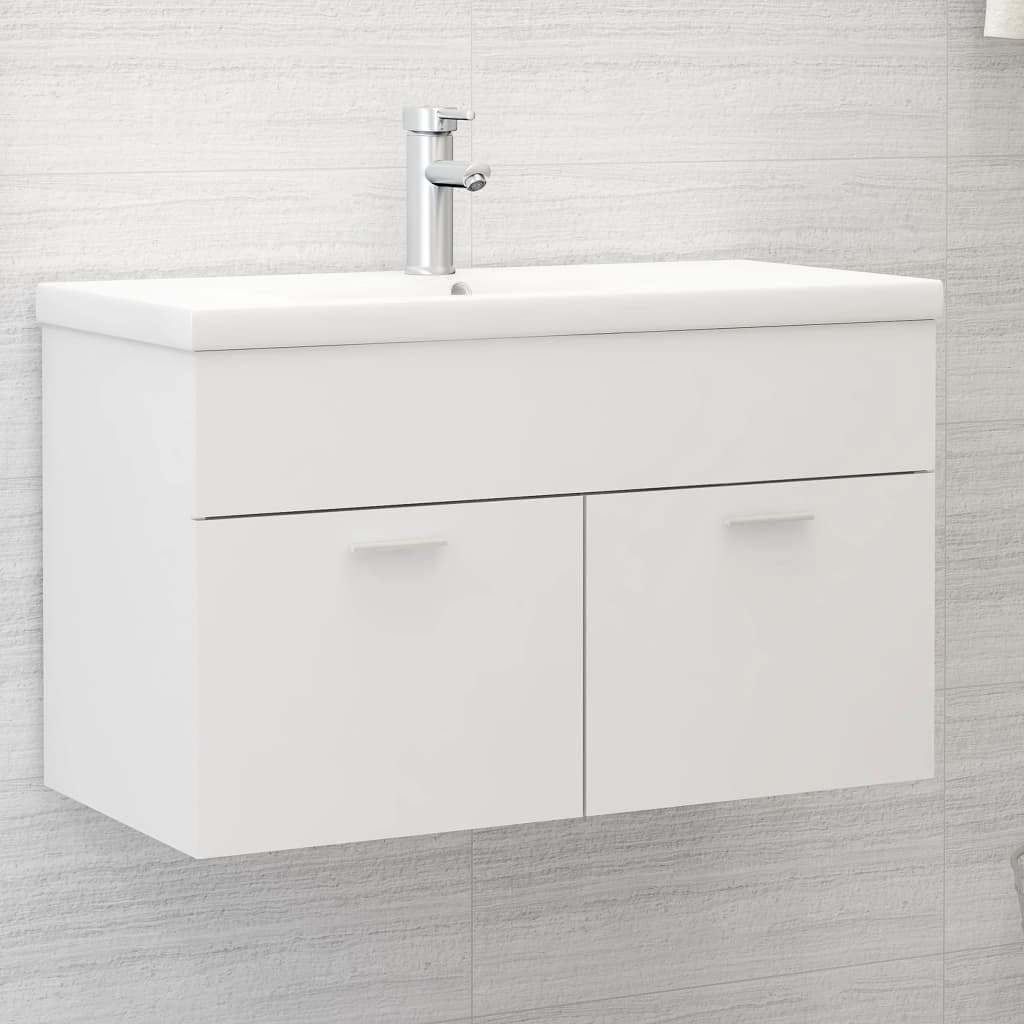 Mobile con Lavabo Integrato Bianco in Legno Multistrato