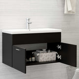 Mobile con Lavabo Integrato Nero in Legno Multistrato