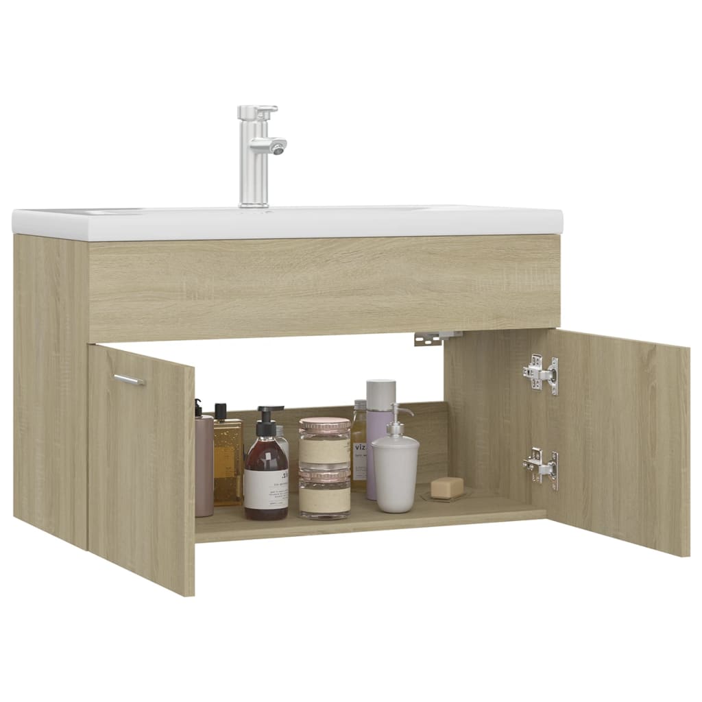 Mobile con Lavabo Integrato Rovere Sonoma in Legno Multistrato