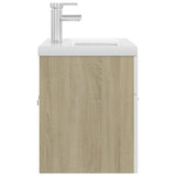 Mobile Lavabo Integrato Bianco Rovere Sonoma Legno Multistrato