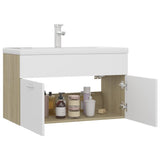 Mobile Lavabo Integrato Bianco Rovere Sonoma Legno Multistrato